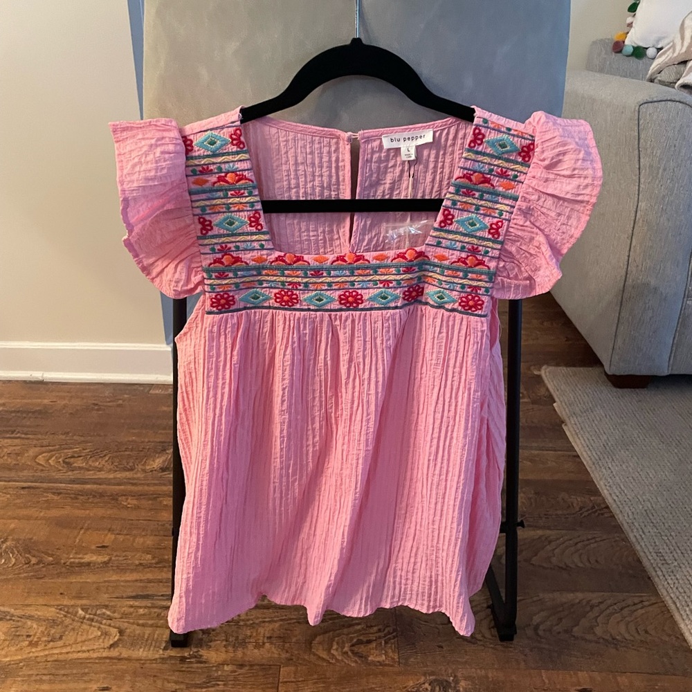 Blu Pepper Ruffle Sleeve Top